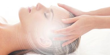 Head massage energy healing hands glowing light